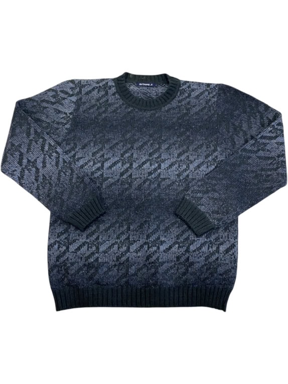 VINTAGE BEST COMPANY maglione lavorato a maglia motivo blu da uomo L