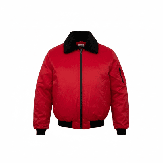VINTAGE BOMBER JACKET ΚΟΚΚΙΝΟ ΜΕ ΓΟΥΝΙΝΟ ΓΙΑΚΑ L/XL