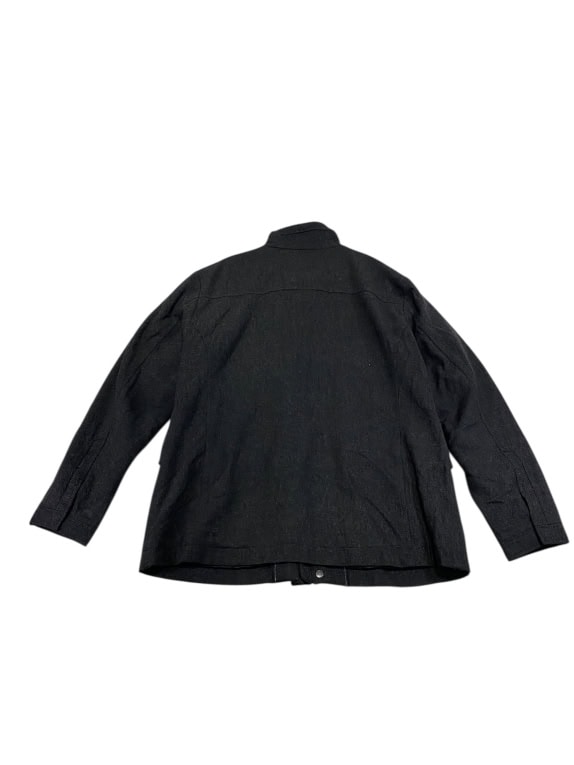 VINTAGE BOSS HUGO BOSS giacca in lana con collo alto grigio antracite da uomo L