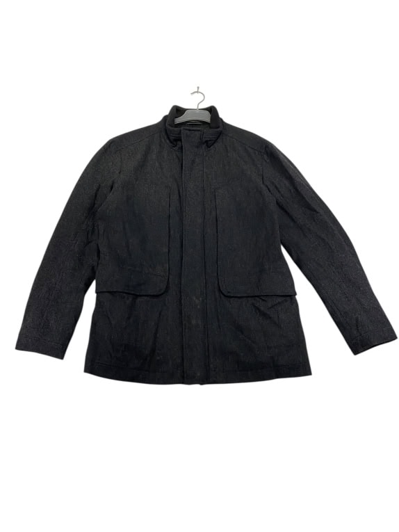 VINTAGE BOSS HUGO BOSS giacca in lana con collo alto grigio antracite da uomo L