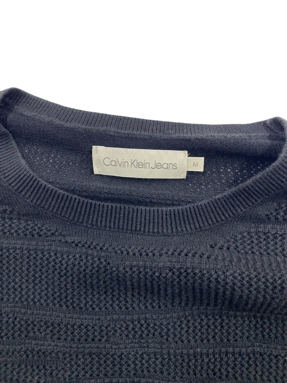 VINTAGE CALVIN KLEIN JEANS TEXTURED CREWNECK KNIT SWEATER BLACK MEN M