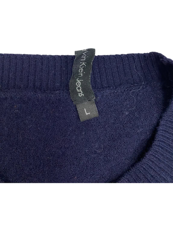 VINTAGE CALVIN KLEIN JEANS KNIT SWEATER STRIPED BLUE MEN'S L