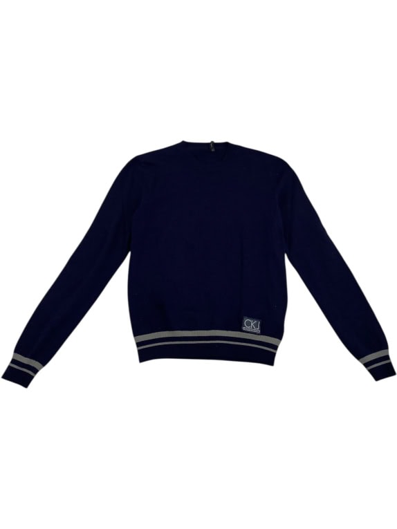 VINTAGE CALVIN KLEIN JEANS KNIT SWEATER STRIPED BLUE MEN'S L