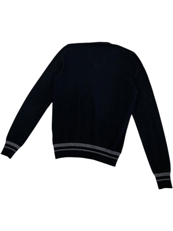 VINTAGE CALVIN KLEIN JEANS KNITTED V-NECK SWEATER WITH STRIPES BLACK MEN'S S