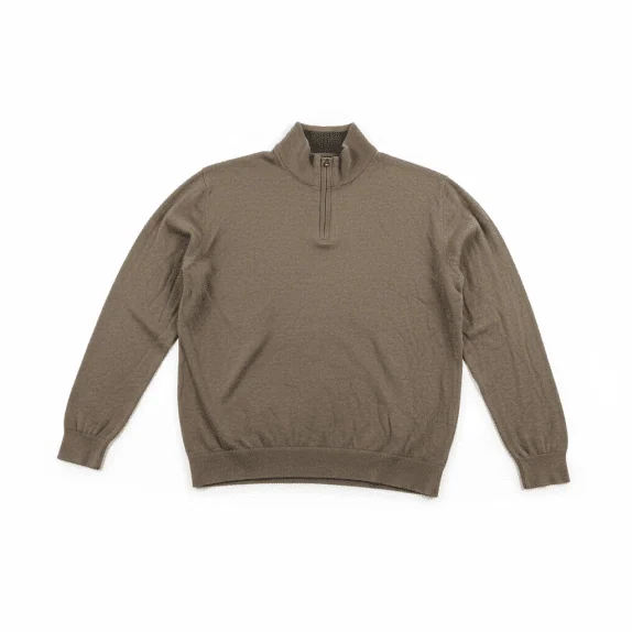 MAGLIONE LAVORATO A MAGLIA VINTAGE CALVIN KLEIN CON ZIP 1/4 MARRONE DA UOMO 3XL