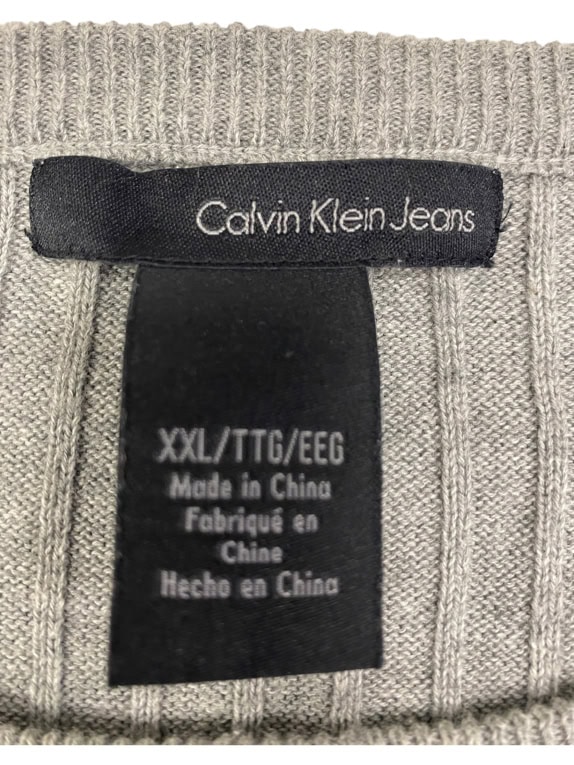 VINTAGE CALVIN KLEIN ΠΛΕΚΤΟ ΠΟΥΛΟΒΕΡ ΡΙΜΠ ΓΚΡΙ ΑΝΔΡΙΚΟ XXL