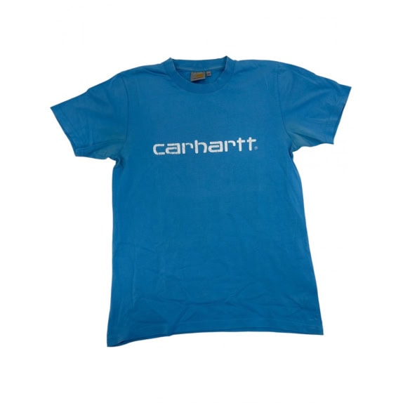 VINTAGE Carhartt T-Shirt Λογότυπο Μπλε/Τιρκουάζ - XS