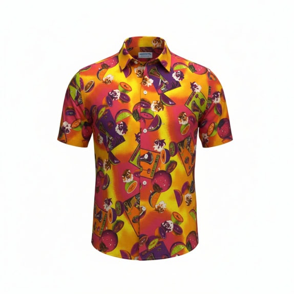VINTAGE CARRERA UTILITY ΠΟΥΚΑΜΙΣΟ FRUIT PRINT ΠΟΛΥΧΡΩΜΟ ΑΝΔΡΙΚΟ S