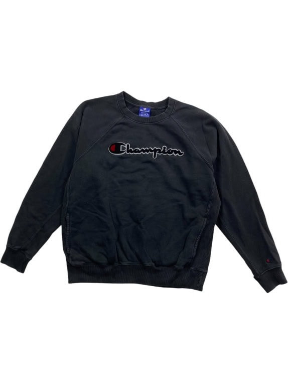 FELPA VINTAGE CHAMPION CON LOGO RICAMATO NERA DA UOMO M