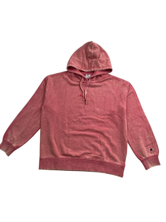 VINTAGE CHAMPION HOODIE ACID WASH RED MEN'S L