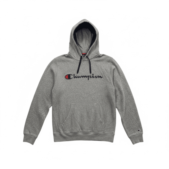 Felpa con cappuccio vintage Champion con logo ricamato grigio da uomo M