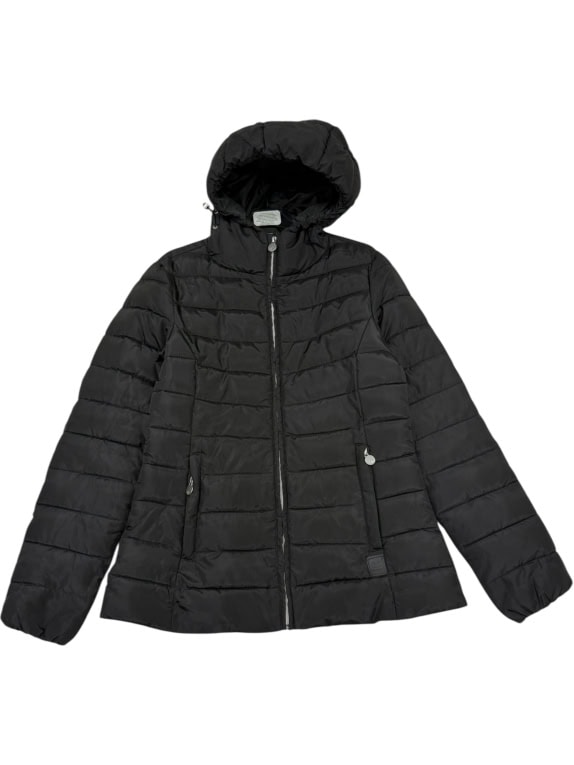 VINTAGE CHAMPION BLACK QUILTED PUFFER JACKET WITH HOOD