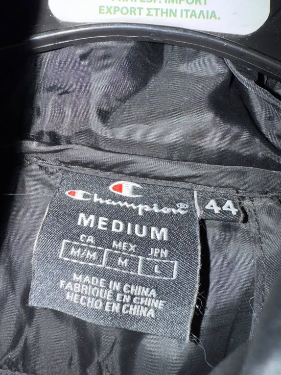 VINTAGE CHAMPION BLACK QUILTED PUFFER JACKET WITH HOOD