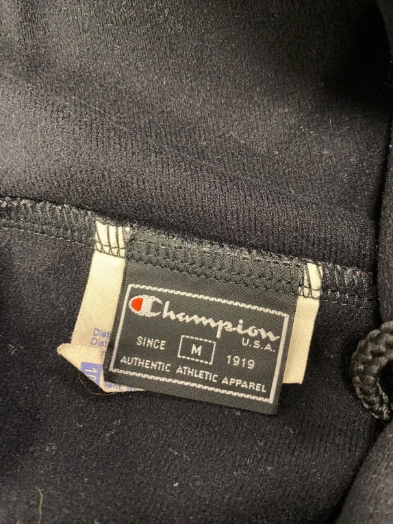 Pantaloni della tuta vintage Champion con logo ricamato neri da uomo M