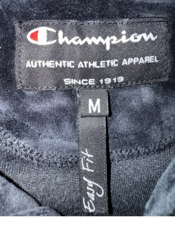 VINTAGE Champion Βελούδινη Ζακέτα Track, Μαύρο, M