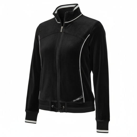 VINTAGE Champion Velour Track Jacket, Black, M