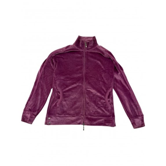 VINTAGE Champion Βελουτέ Ζακέτα Φούξια με Τρουκς Full Zip S