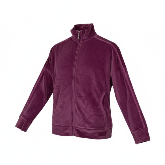 VINTAGE Champion Βελουτέ Ζακέτα Φούξια με Τρουκς Full Zip S
