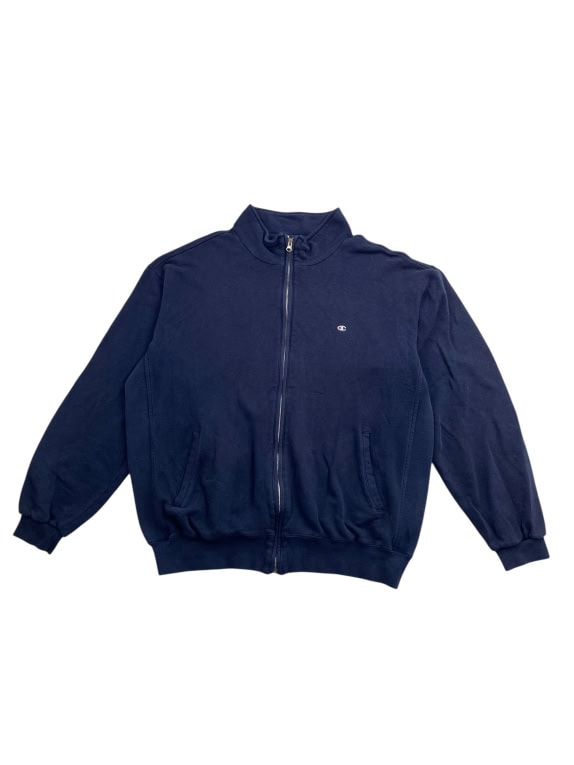 VINTAGE CHAMPION GIACCA CON ZIP PICCOLO LOGO BLU SCURO UOMO L