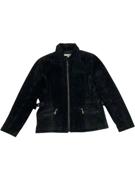 VINTAGE CHARLIE USA GIACCA DA DONNA IN SUEDE DI COLORE NERO M