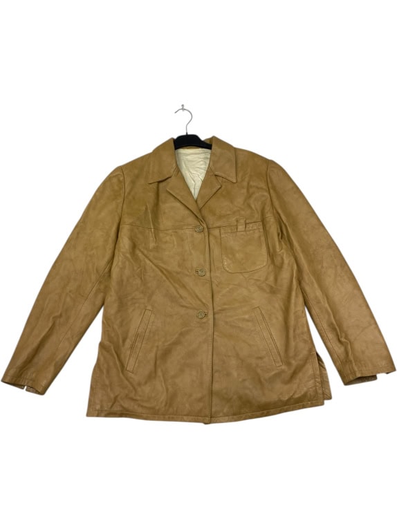 VINTAGE CLEN WOMEN'S TAN LEATHER BLAZER S/M