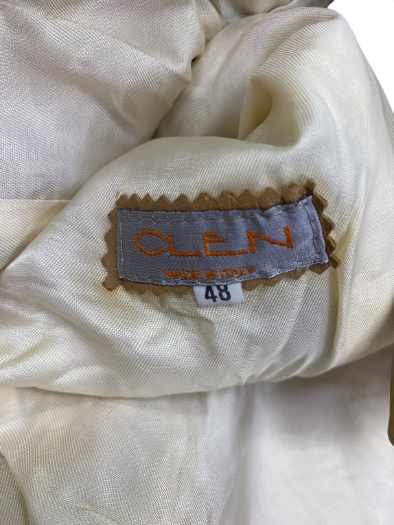 VINTAGE CLEN WOMEN'S TAN LEATHER BLAZER S/M