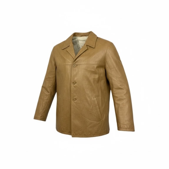 VINTAGE CLEN WOMEN'S TAN LEATHER BLAZER S/M