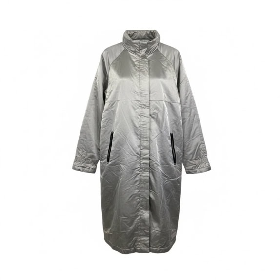 VINTAGE CONTE OF FLORENCE GIACCA LUNGA ARGENTO L