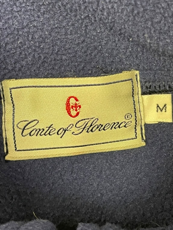 VINTAGE CONTE OF FLORENCE NAVY FLEECE QUARTER-ZIP PULLOVER MEN'S M