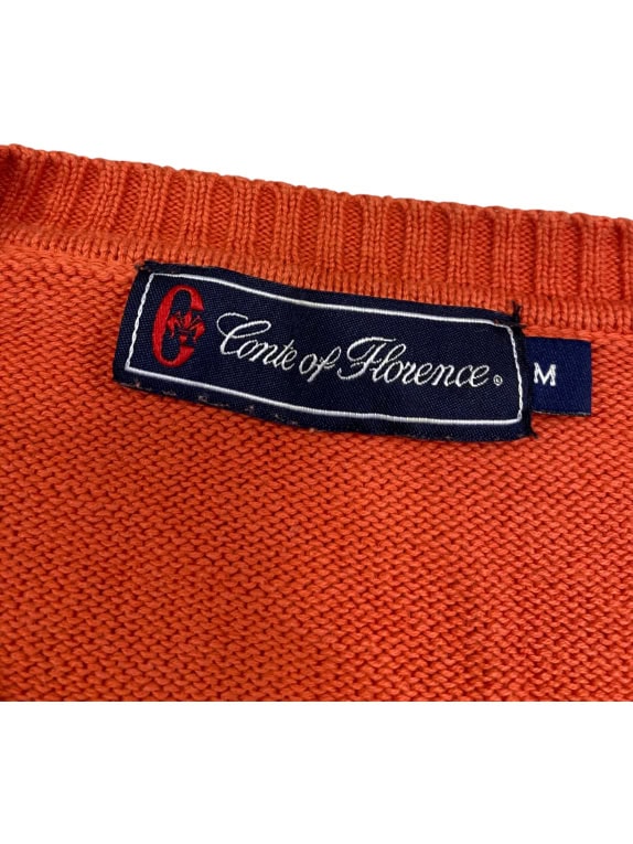 VINTAGE CONTE OF FLORENCE KNIT SWEATER V-NECK ORANGE MEN M