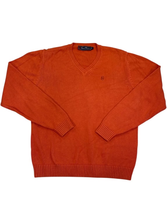 VINTAGE CONTE OF FLORENCE KNIT SWEATER V-NECK ORANGE MEN M