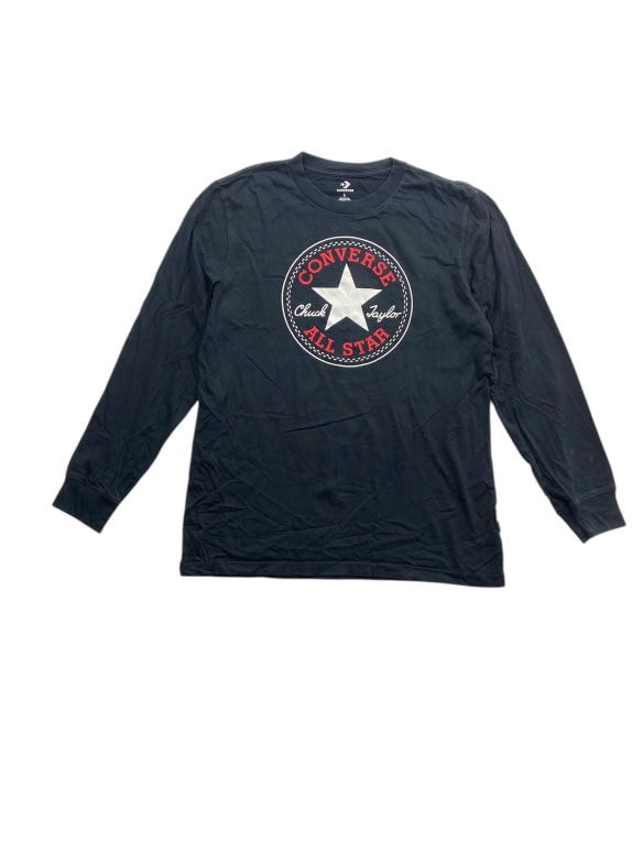 VINTAGE CONVERSE MAGLIA A MANICHE LUNGHE CON LOGO ALL STAR NERA DA UOMO L