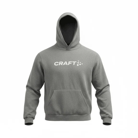 VINTAGE CRAFT HOODIE LOGO PRINT GREY MELANGE MEN'S L