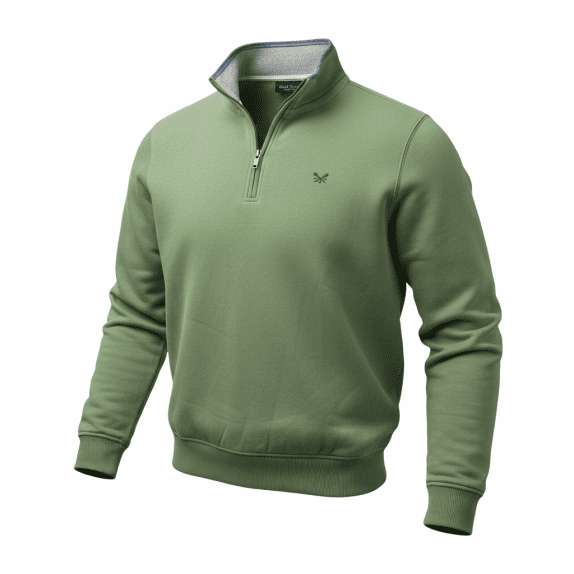 VINTAGE CREW CLOTHING COMPANY FELPA CON ZIP 1/4 VERDE DA UOMO M