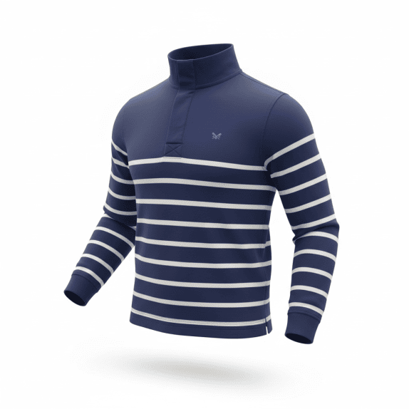 VINTAGE CREW CLOTHING COMPANY maglia con bottoni a righe blu da uomo M