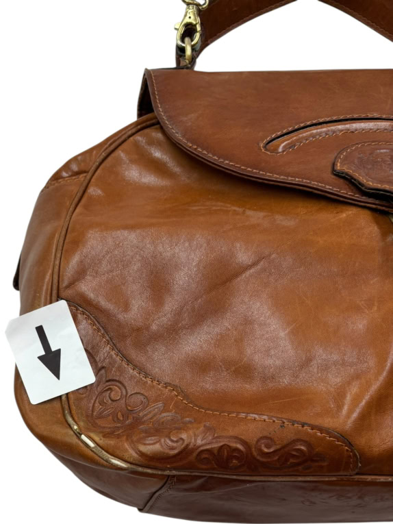 VINTAGE ΔΕΡΜΑΤΙΝΗ SHOULDER BAG TAN UNISEX PRE OWNED