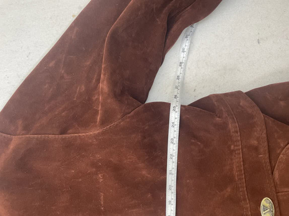 90s  VINTAGE LEATHER COAT BROWN MENS PRE OWNED L