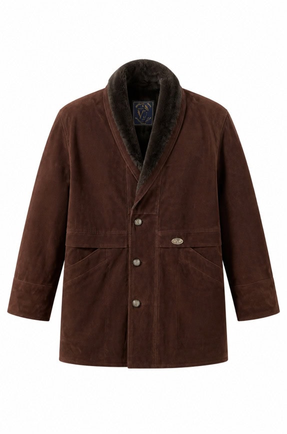 90s  VINTAGE LEATHER COAT BROWN MENS PRE OWNED L