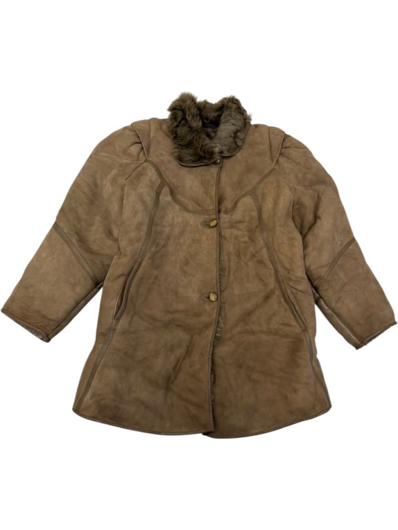 VINTAGE ΔΕΡΜΑΤΙΝΟ ΠΑΛΤΟ SHEARLING ΜΟΥΤΟΝ L/XL