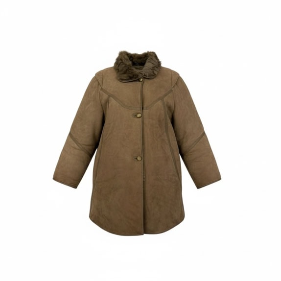 VINTAGE ΔΕΡΜΑΤΙΝΟ ΠΑΛΤΟ SHEARLING ΜΟΥΤΟΝ L/XL