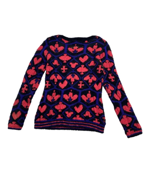 VINTAGE DESIGUAL KNITTED SWEATER PATTERNED BLUE RED WOMEN'S M/L