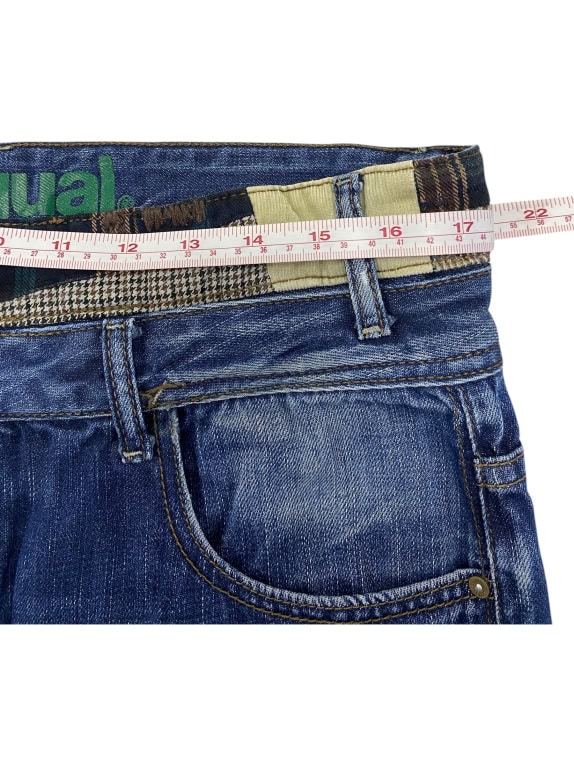 VINTAGE DESIGUAL DENIM JEANS WITH PATCHWORK DETAILS BLUE MENS W34