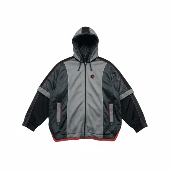 VINTAGE DIADORA ΖΑΚΕΤΑ TRACK TOP ΜΕ ΚΟΥΚΟΥΛΑ GREY/BLACK ΑΝΔΡΙΚΟ XXL