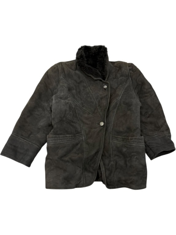 VINTAGE DONNA DIBI LEATHER SHEARLING COAT XL