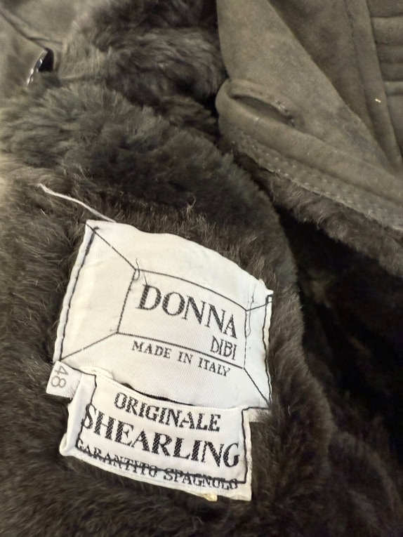 VINTAGE DONNA DIBI LEATHER SHEARLING COAT XL