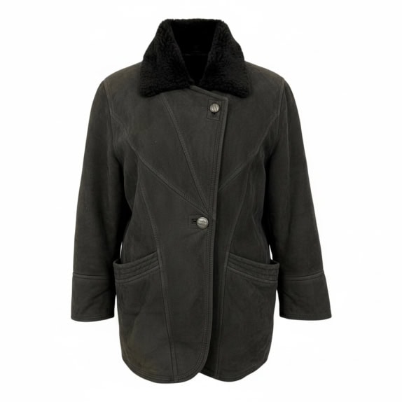 VINTAGE DONNA DIBI LEATHER SHEARLING COAT XL