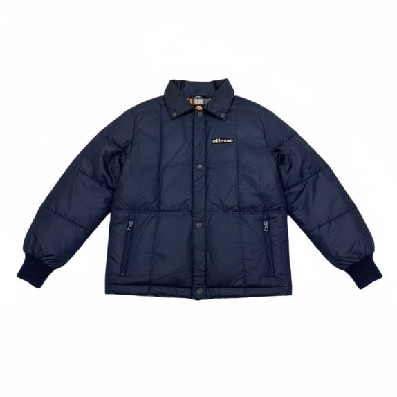 VINTAGE ELLESSE PUFFER JACKET PADDED DARK BLUE MEN M L