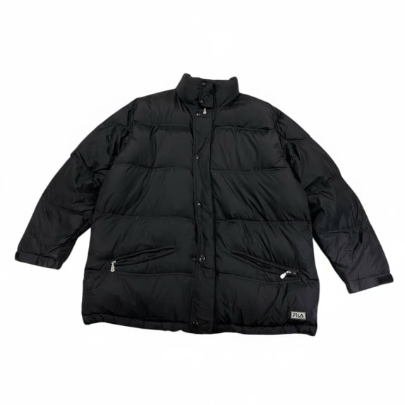VINTAGE FILA PUFFER JACKET PADDED BLACK MEN XL