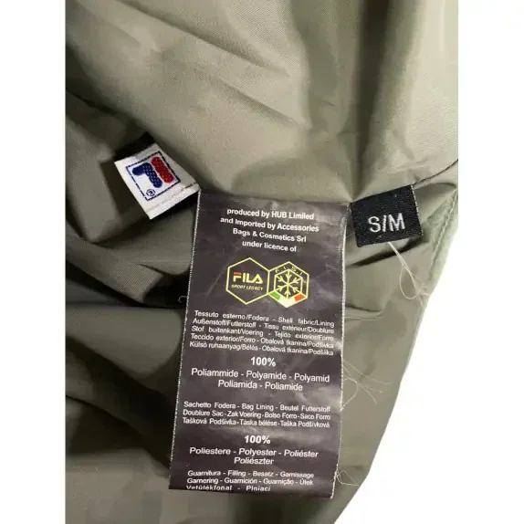VINTAGE FILA PUFFER JACKET WITH POCKETS AND LOGO OLIVE UNISEX S M