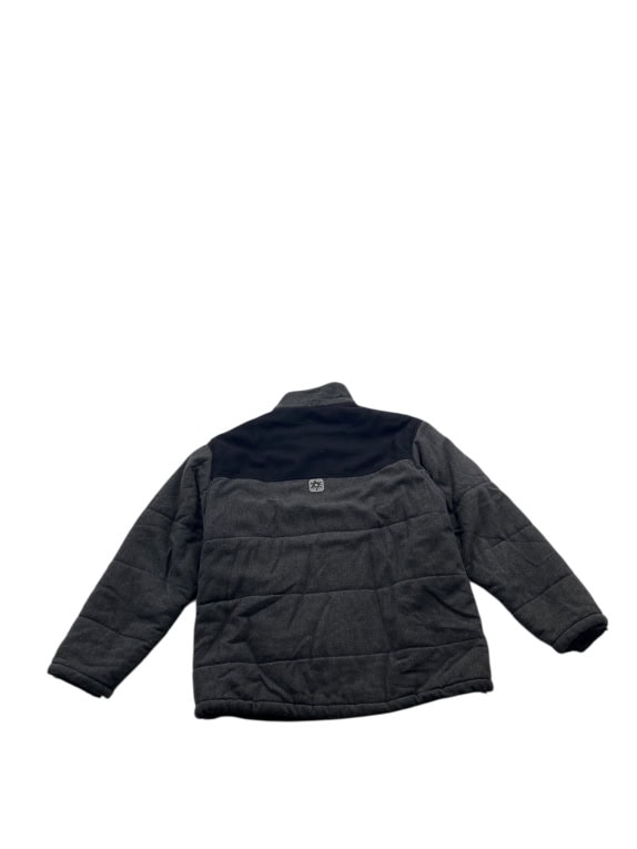 VINTAGE FISHBONE QUILTED JACKET BUTTON UP GREY MEN'S XL